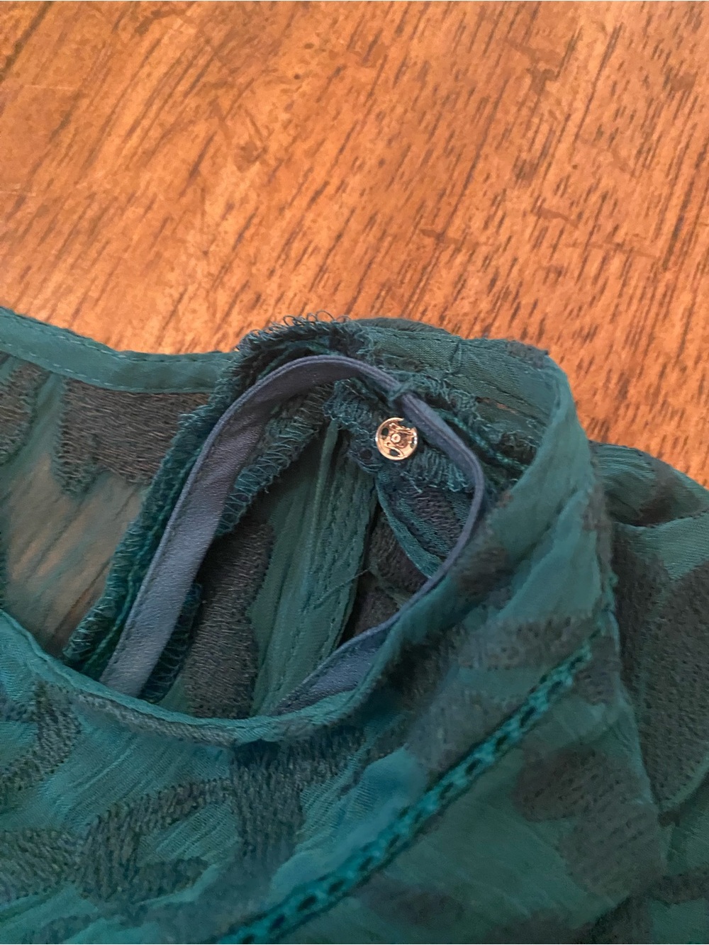 NWOT Anthropologie MOULINETTE SOEURS
vêtements Teal Floral Chiffon Ruffled Dress - Picture 12 of 16